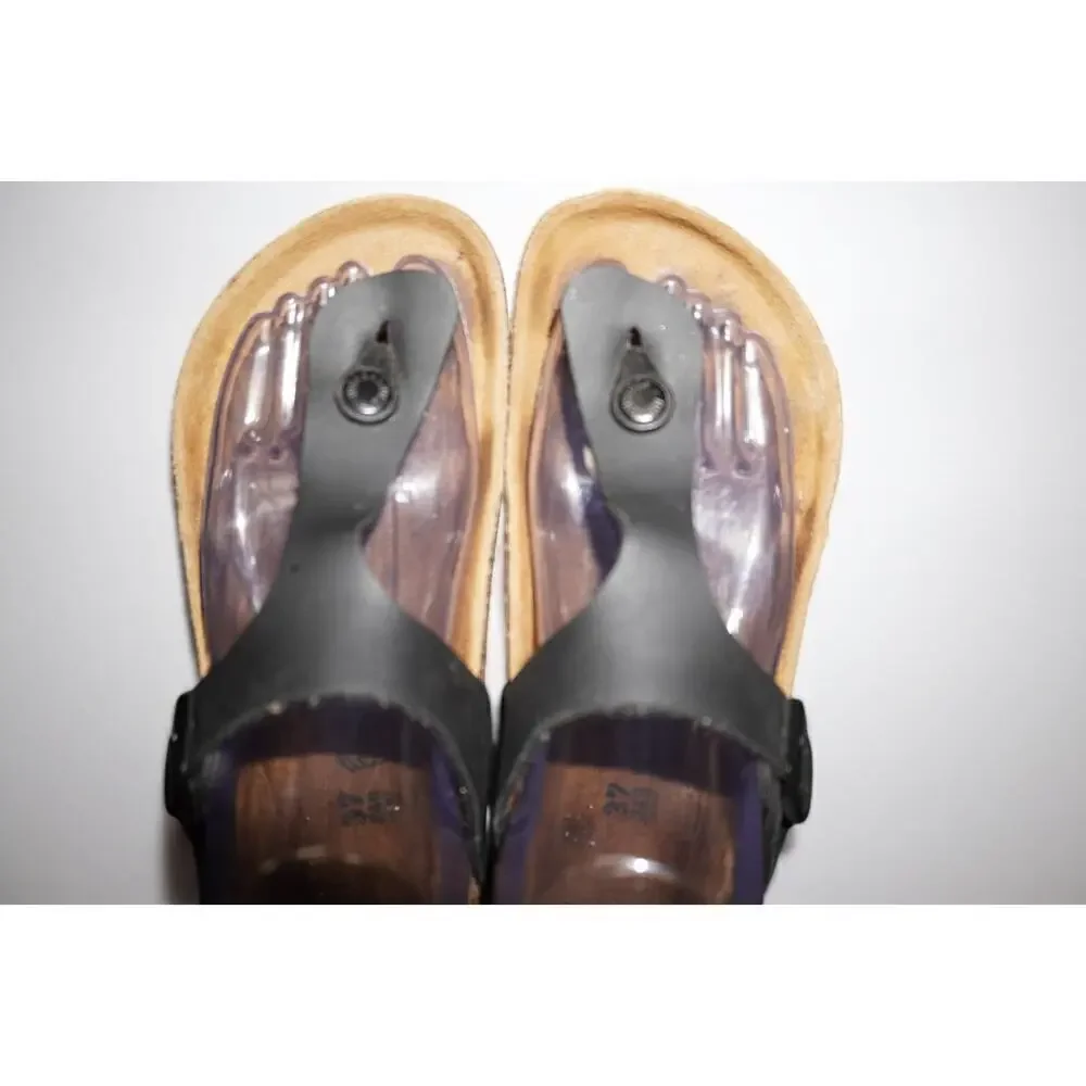 Birkenstock Gizeh Black Leather Sandals Women’s Size 37 (US 6-6.5) Germany